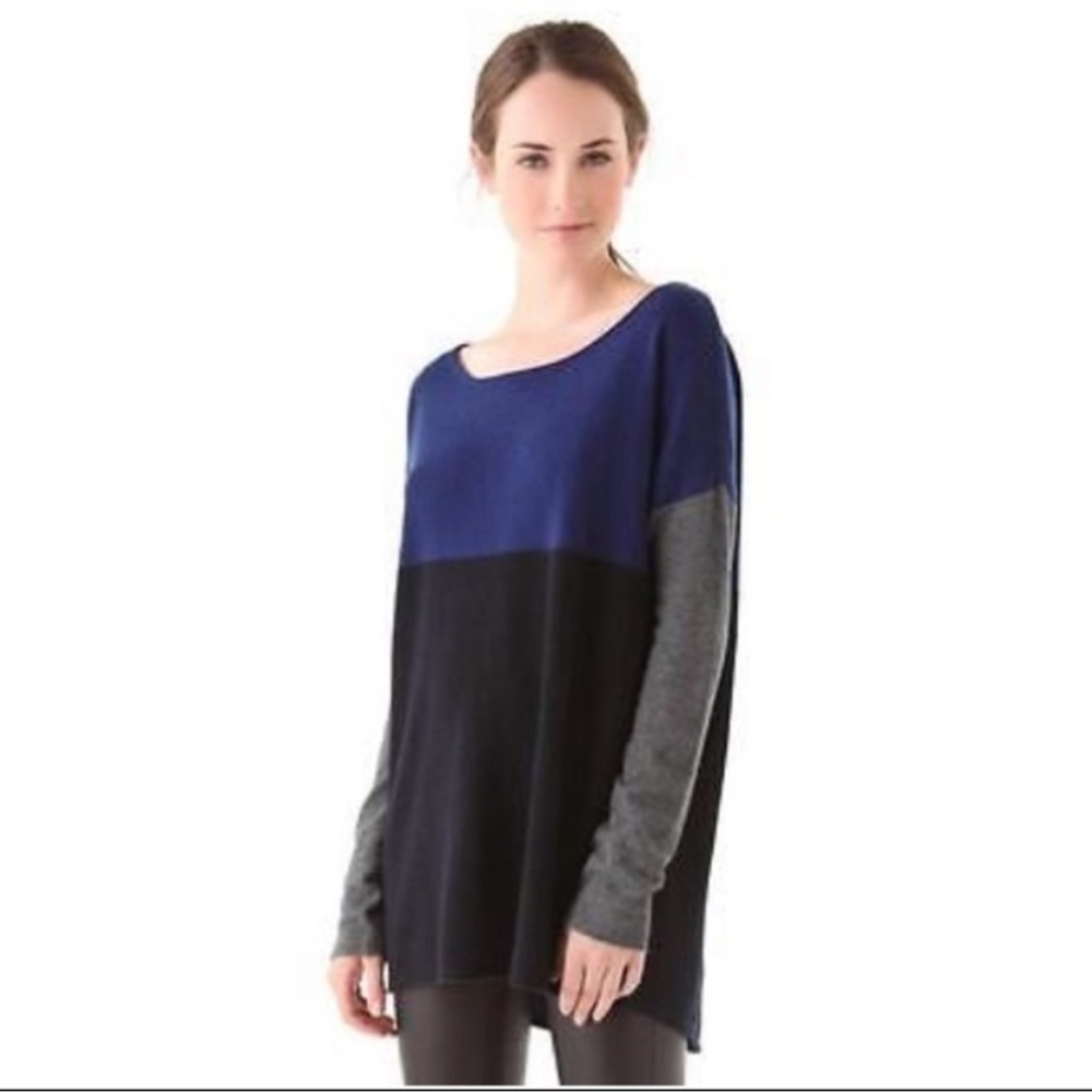 Vince Wool Cashmere Blue Gray Colorblock Sweater XS